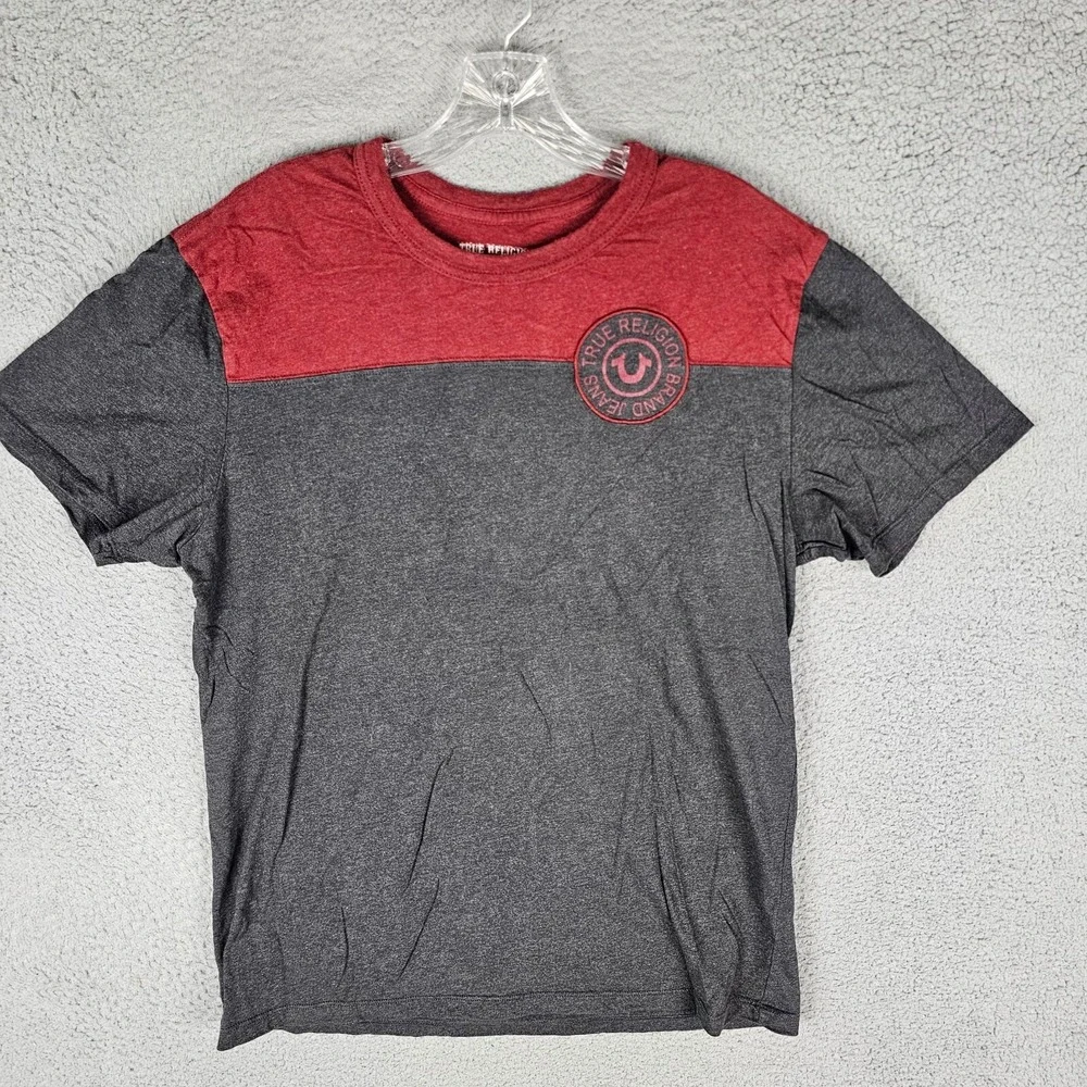 True Religion Original Buddha Brand Tee Shirt Mens Large Gray Crew Neck Logo
